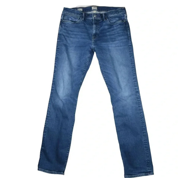 J Crew 770 Jeans Mens 34x34 Actual Blue Denim Straight Stretch *With Flaw* - Picture 1 of 9